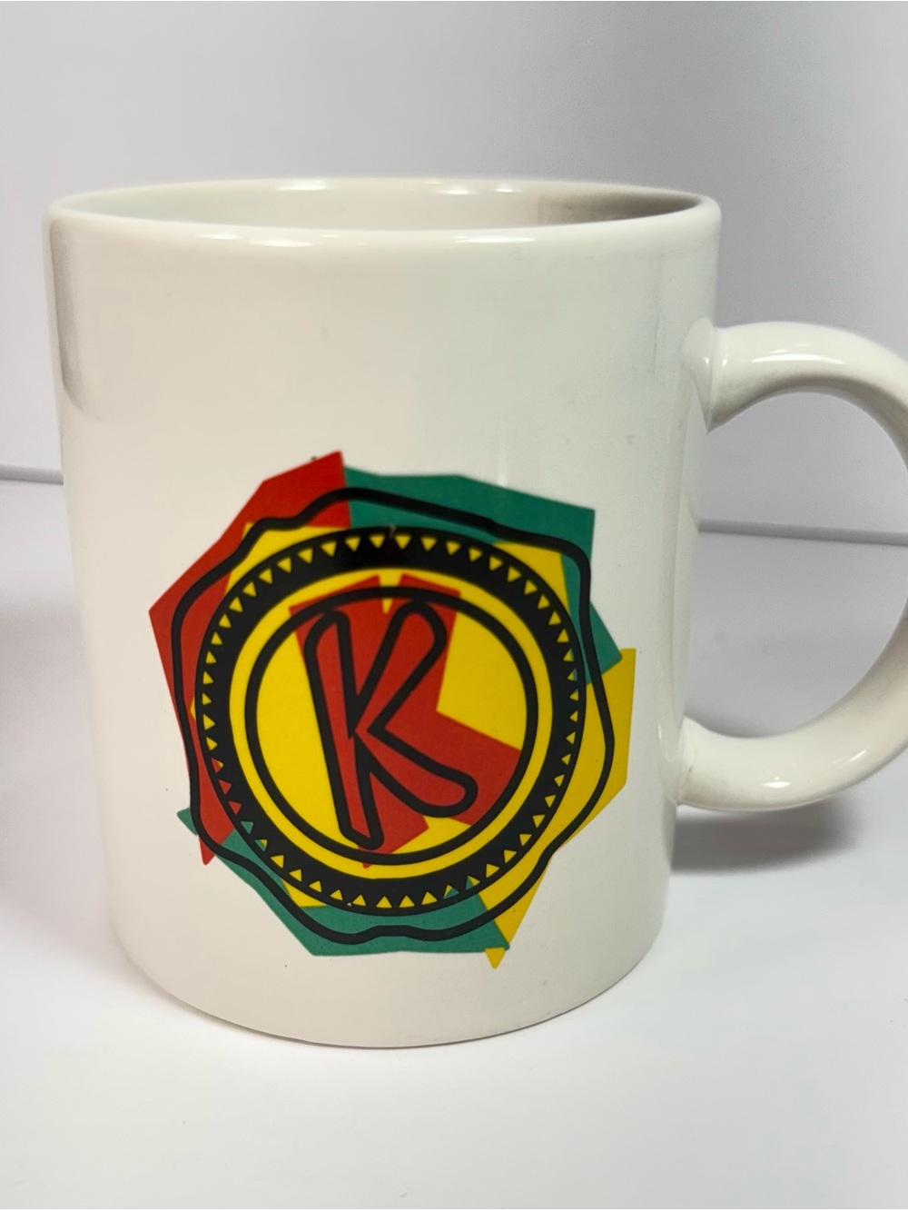 Vintage Do A Kahlua White Ceramic Coffee Mug 'K' Logo 90s red green yellow black